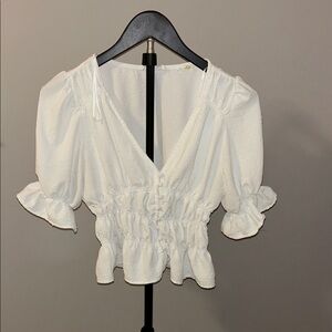 Chic White Ruffle Blouse